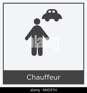 Chauffeur icon isolated on white background with gray frame, sign and symbol Stock Vector