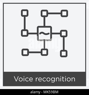 Voice recognition icon isolated on white background with gray frame, sign and symbol Stock Vector