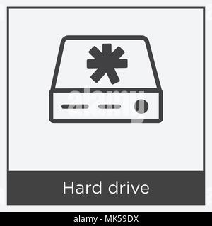 Hard drive icon isolated on white background with gray frame, sign and symbol Stock Vector