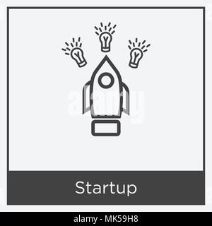 Startup icon isolated on white background with gray frame, sign and symbol Stock Vector