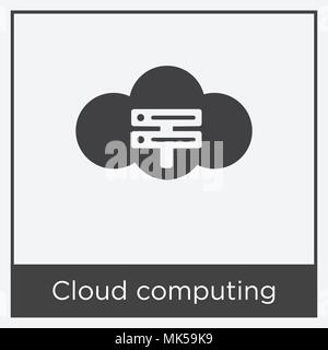 Cloud computing icon isolated on white background with gray frame, sign and symbol Stock Vector