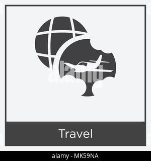 Travel icon isolated on white background with gray frame, sign and symbol Stock Vector