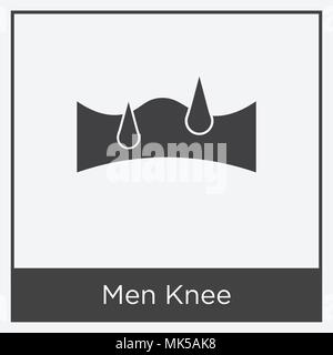 Men Knee icon isolated on white background with gray frame, sign and symbol Stock Vector