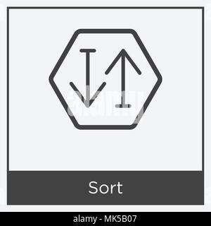 Sort icon isolated on white background with gray frame, sign and symbol Stock Vector