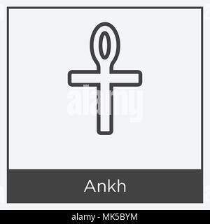 Ankh icon isolated on white background with gray frame, sign and symbol Stock Vector