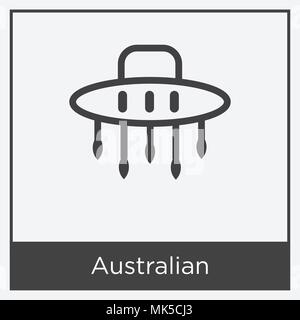 Australian icon isolated on white background with gray frame, sign and symbol Stock Vector
