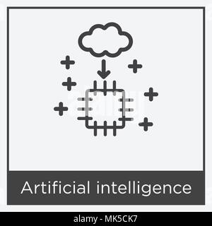 Artificial intelligence icon isolated on white background with gray frame, sign and symbol Stock Vector