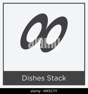 Dishes Stack icon isolated on white background with gray frame, sign and symbol Stock Vector