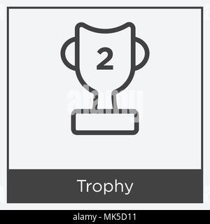 Trophy icon isolated on white background with gray frame, sign and symbol Stock Vector