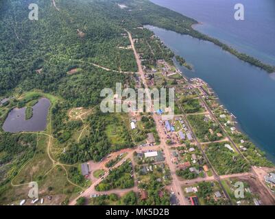 Copper Harbor in Northern Michigan's Upper Peninsula during Summer via Drone Stock Photo