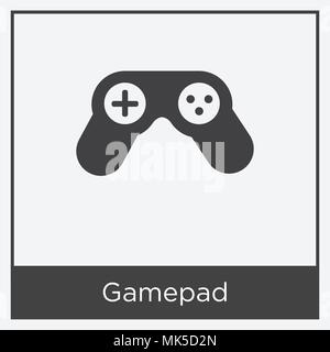 Gamepad icon isolated on white background with gray frame, sign and symbol Stock Vector