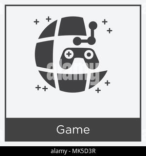 Game icon isolated on white background with gray frame, sign and symbol Stock Vector