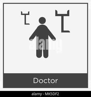 Doctor icon isolated on white background with gray frame, sign and symbol Stock Vector