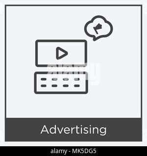 Advertising icon isolated on white background with gray frame, sign and symbol Stock Vector