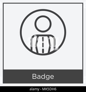 Badge icon isolated on white background with gray frame, sign and symbol Stock Vector