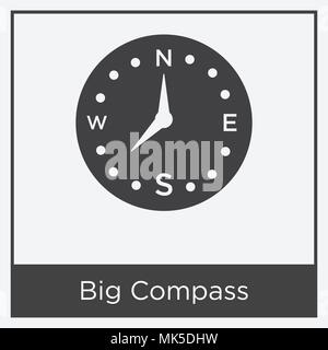 Big Compass icon isolated on white background with gray frame, sign and symbol Stock Vector
