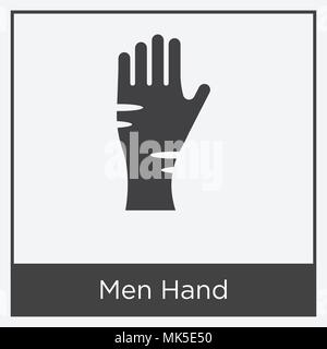 Men Hand icon isolated on white background with gray frame, sign and symbol Stock Vector