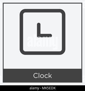 Clock icon isolated on white background with gray frame, sign and symbol Stock Vector