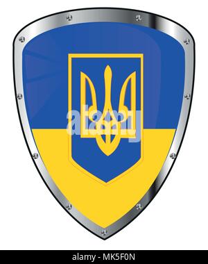 Flag and sign are Decorated on shield Stock Vector