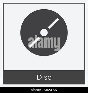 Disc icon isolated on white background with gray frame, sign and symbol Stock Vector