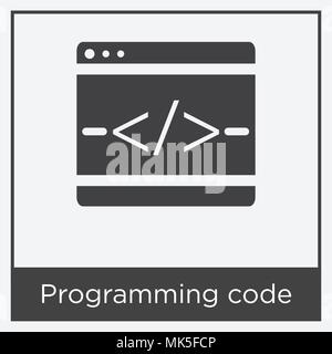 Programming code icon isolated on white background with gray frame, sign and symbol Stock Vector