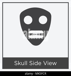 Skull Side View icon isolated on white background with gray frame, sign and symbol Stock Vector