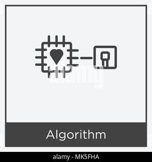 Algorithm icon isolated on white background with gray frame, sign and symbol Stock Vector