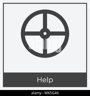 Help icon isolated on white background with gray frame, sign and symbol Stock Vector