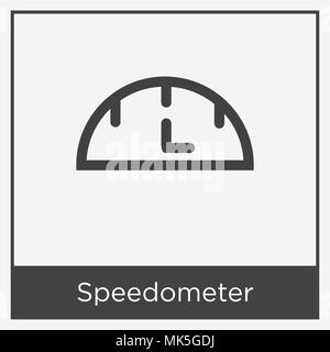 Speedometer icon isolated on white background with gray frame, sign and symbol Stock Vector