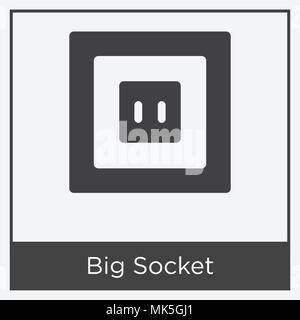 Big Socket icon isolated on white background with gray frame, sign and symbol Stock Vector