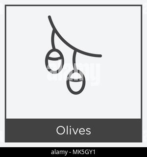 Olives icon isolated on white background with gray frame, sign and symbol Stock Vector