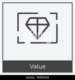 Value icon isolated on white background with gray frame, sign and symbol Stock Vector
