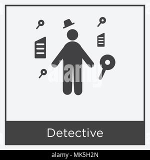 Detective icon isolated on white background with gray frame, sign and symbol Stock Vector
