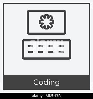 Coding icon isolated on white background with gray frame, sign and symbol Stock Vector