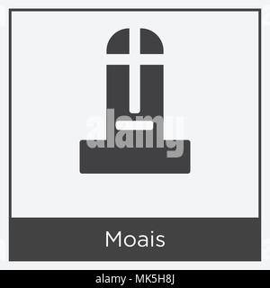 Moais icon isolated on white background with gray frame, sign and symbol Stock Vector