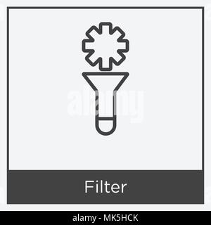 Filter icon isolated on white background with gray frame, sign and symbol Stock Vector