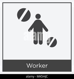 Worker icon isolated on white background with gray frame, sign and symbol Stock Vector