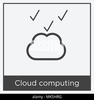 Cloud computing icon isolated on white background with gray frame, sign and symbol Stock Vector