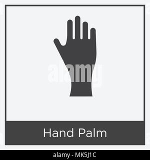 Hand Palm icon isolated on white background with gray frame, sign and symbol Stock Vector
