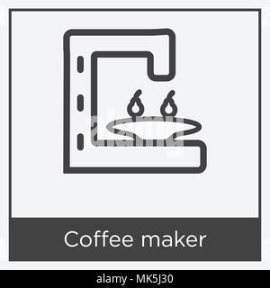 Coffee maker icon isolated on white background with gray frame, sign and symbol Stock Vector