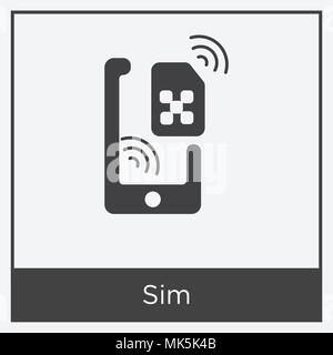 Sim icon isolated on white background with gray frame, sign and symbol Stock Vector