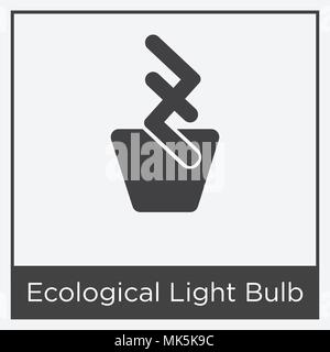 Ecological Light Bulb icon isolated on white background with gray frame, sign and symbol Stock Vector
