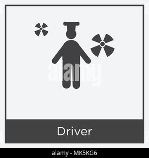 Driver icon isolated on white background with gray frame, sign and symbol Stock Vector