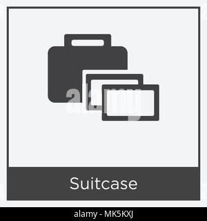 Suitcase icon isolated on white background with gray frame, sign and symbol Stock Vector