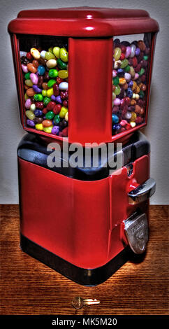 Vintage Gumball Machine in Dark Lighting Stock Photo