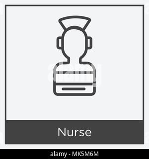 Nurse icon isolated on white background with gray frame, sign and symbol Stock Vector