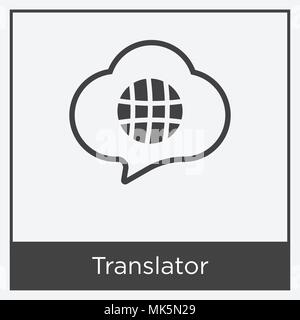 Translator icon isolated on white background with gray frame, sign and symbol Stock Vector