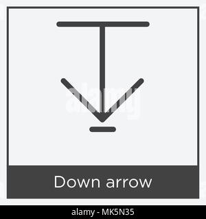 Down arrow icon isolated on white background with gray frame, sign and symbol Stock Vector