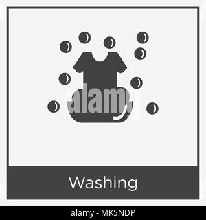Washing icon isolated on white background with gray frame, sign and symbol Stock Vector