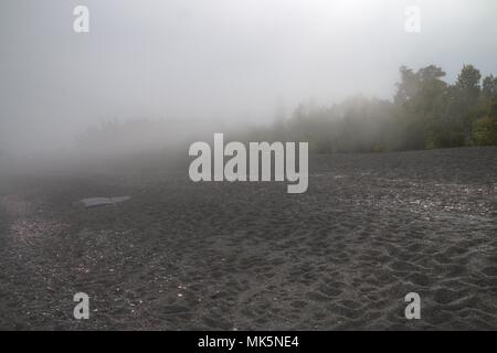 Black Beach is on the Northern Shore of Lake Superior by Silver Bay made of leftover Taconite Byproducts Stock Photo